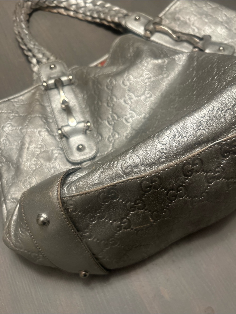 Y2K Large Stunning horse bit embellished monogram embossed leather - Picture 14 of 16